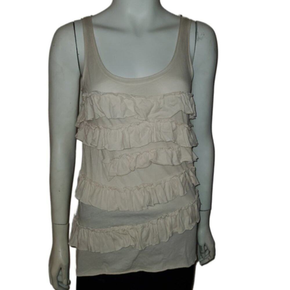 J. Crew Off White Ruffled Layered Tank Top || XS